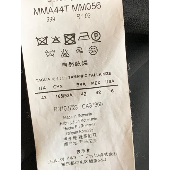 Armani Collezioni Black Boucle Sleeveless Sheath Dress Size 6 Wool Satin Darts - Picture 5 of 12